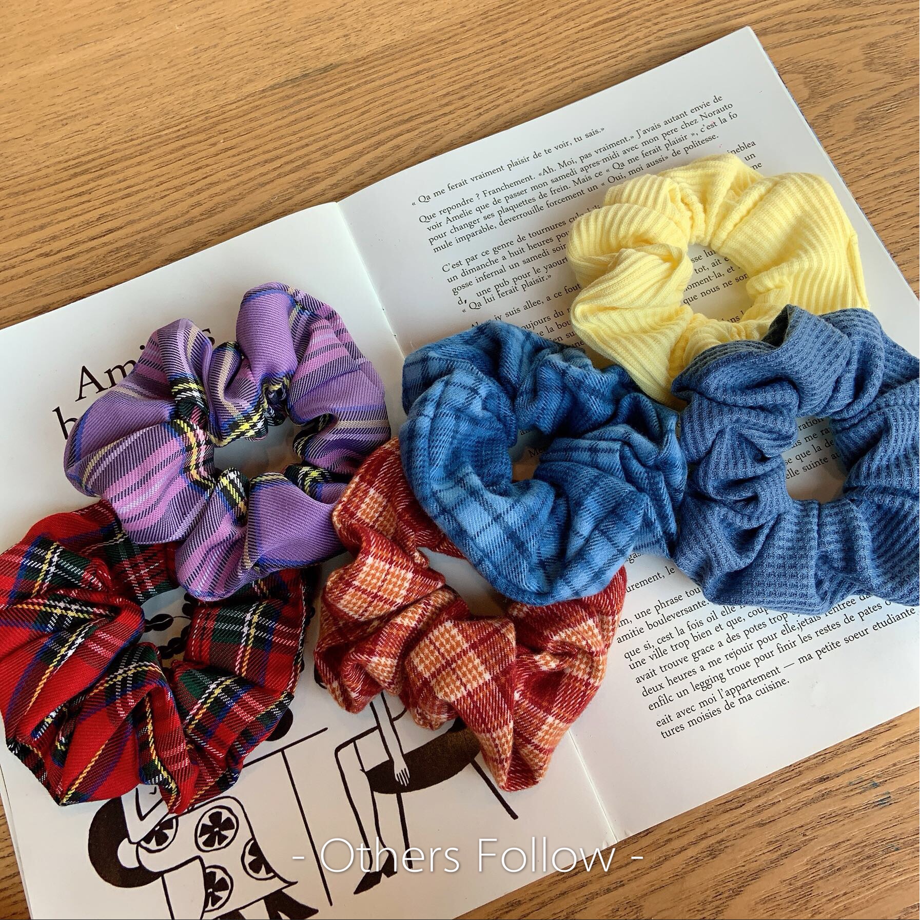 韩国东大门INS格子复古发圈