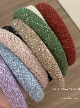 【Follow】秋冬简约百搭小香风混色麻料复古气质窄版海绵发箍