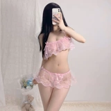 Раздельный топ без лямок, кружевная мини-юбка, штаны, нижнее белье, комплект