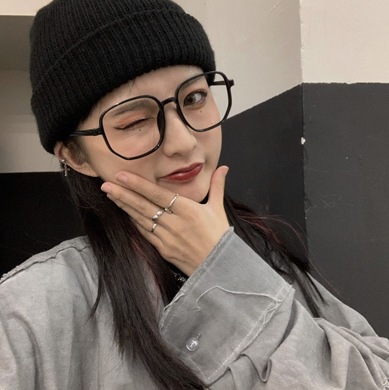 ins潮人韩版黑框防蓝光眼镜框镜女网红平光护目镜圆脸素颜眼镜架