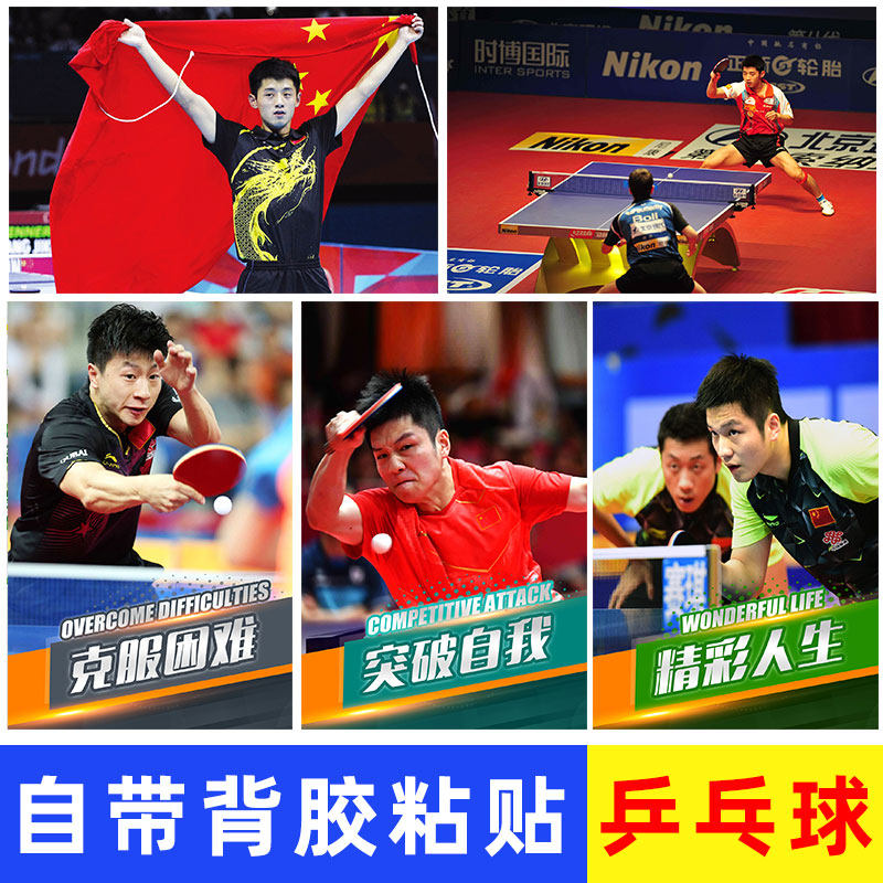 乒乓球海报运动员球室体育明星张继科马龙刘诗雯球馆墙贴纸画挂画