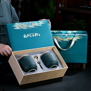 高档灵芝孢子粉礼盒空盒 陶瓷罐密封1斤 文山三七粉包装盒子定制