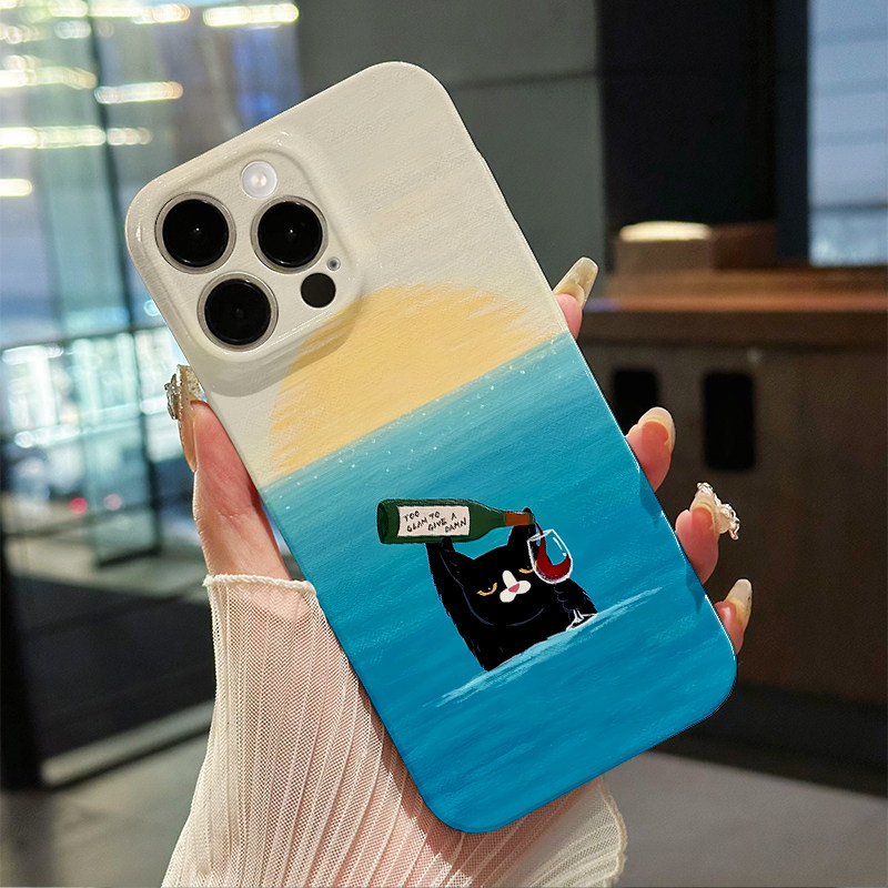 游泳醉酒猫手机壳适用iphone16promax苹果15pro全包简约14pm菲林软壳13华为mate70荣耀300红米k80vivos20小米