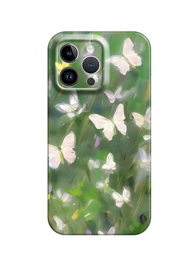 绿色满屏蝴蝶适用iPhone15promax苹果16小米14畅享70华为pura70nova12荣耀300菲林手机壳红米k80vivos20s19软