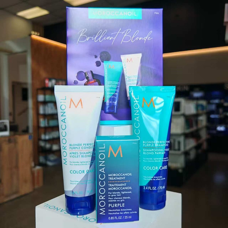 Moroccanoil摩洛哥油紫色发油洗发水护发素套盒25ml发油+70ml*2