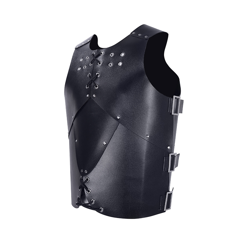 欧美中世纪男士复古演出服胸盔甲 皮革背心表演服装战士cos扮演服