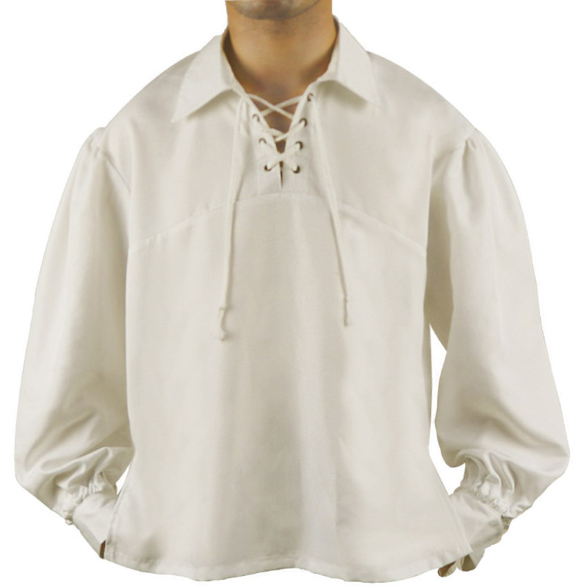 HALLOWEEN COSTUMES NEW RENAISSANCE CASUAL SUMMER SHIRT SOLID COLOR MEDIEVAL COSPLAY COSTUMES