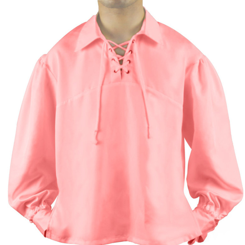 HALLOWEEN COSTUMES NEW RENAISSANCE CASUAL SUMMER SHIRT SOLID COLOR MEDIEVAL COSPLAY COSTUMES