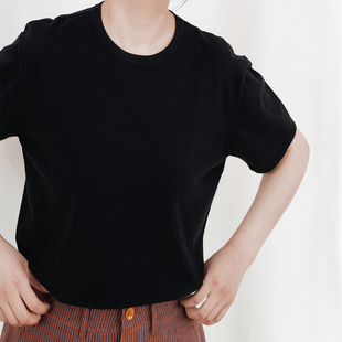 泥炭黑超薄丝棉圆领短袖 T恤针织衫 独立设计 板栗研衣所 可机洗
