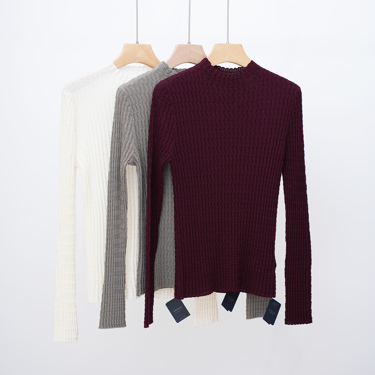 100%扬子纱毛衣百搭毛针织衫上衣CHAO高性价比半高领坑条打底