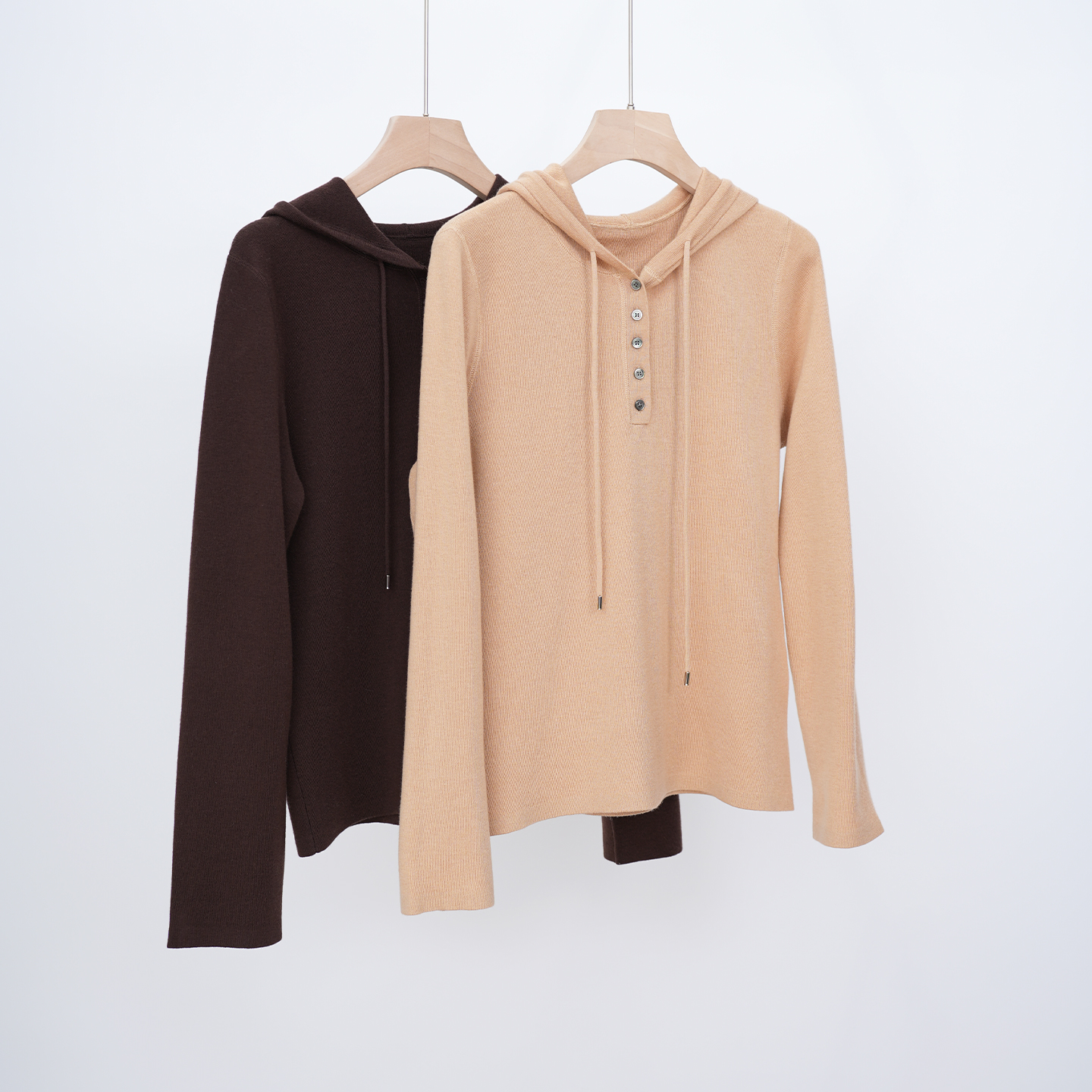 羊毛针织衫卫衣显瘦简约内搭叠穿毛衣时尚百搭单排扣休闲连帽上衣