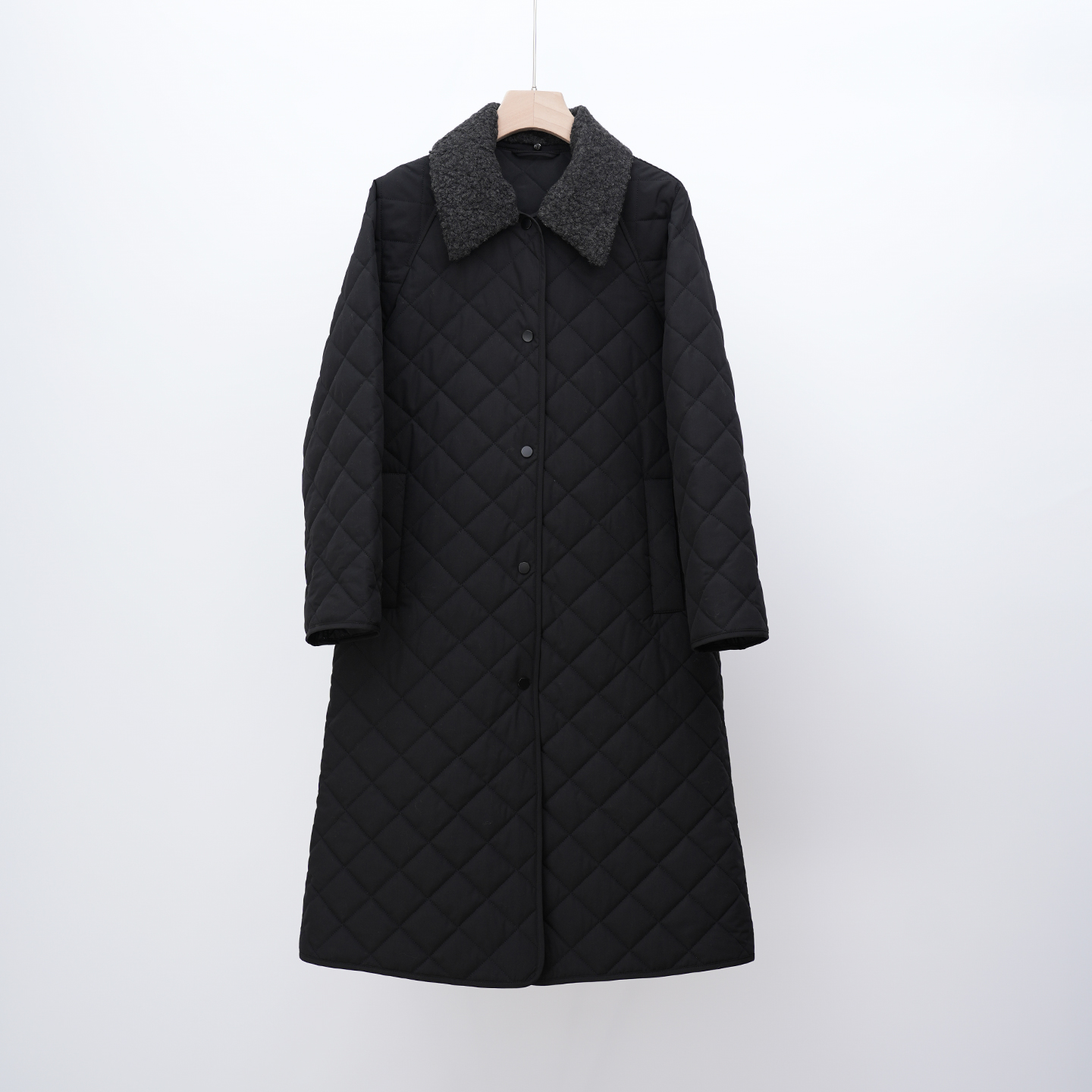 IC小禾25新款复古菱格中长款棉服毛领翻领秋冬百搭显瘦保暖大衣女