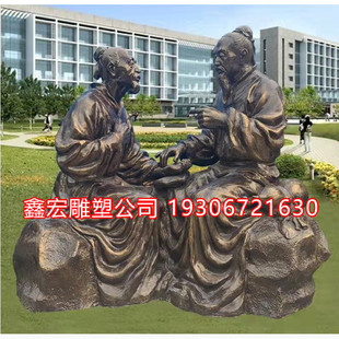 大型定制玻璃钢中医文化雕塑悬壶济世把脉看病铸铜人物雕像摆件