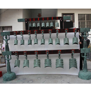 大型仿古青铜编钟乐器雕塑专业定制铜钟喇叭钟铃铛寺庙庭院摆件