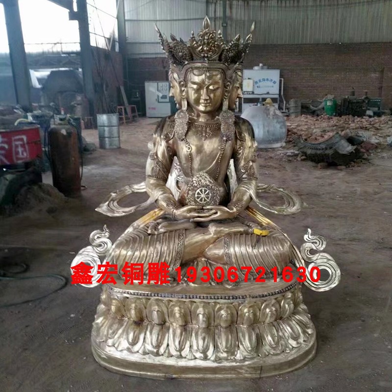 铸铜地藏王菩萨站像大型铜佛像雕塑厂家宗教寺庙露天彩绘鎏金摆件