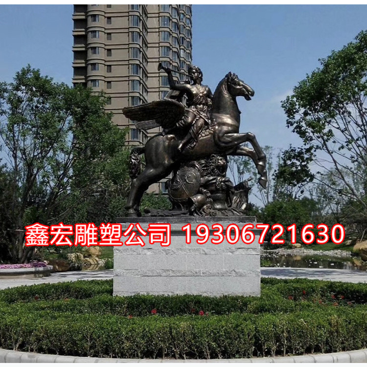 定做铸铜玻璃钢飞马雕塑户外古铜翅膀天马模型广场马雕塑园林景观