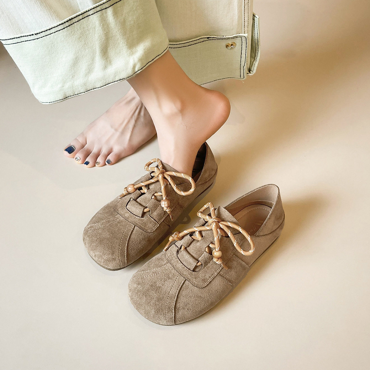 复古系带德训勃肯女单鞋