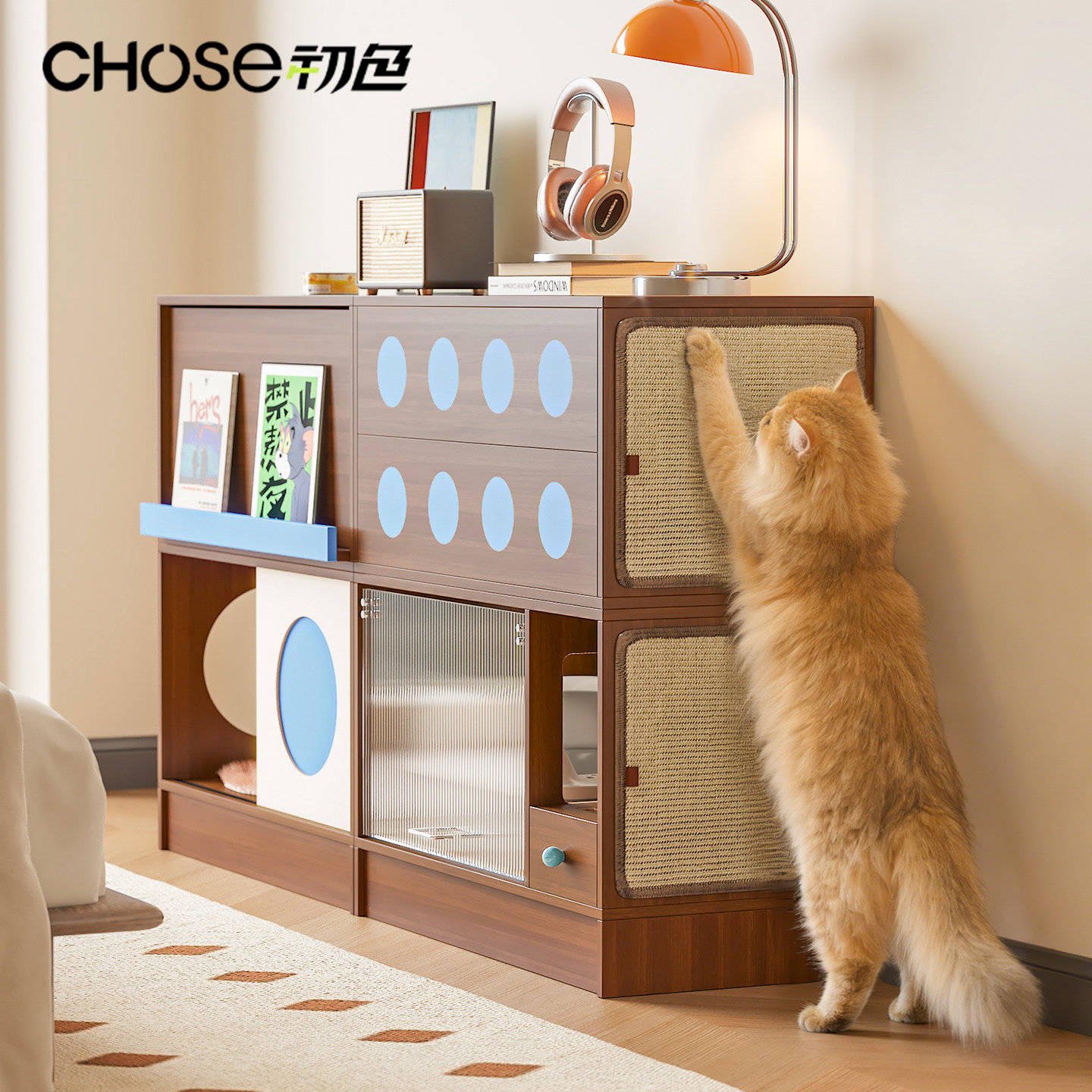 初色猫房子斗柜养猫家庭宠物家具图片