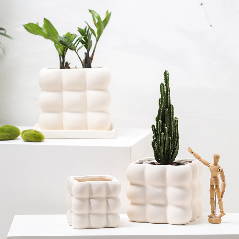 素烧白陶土透气吸水花盆简约棉花糖圆形方形绿植多肉盆栽有孔瓷器,鲜花速递/花卉仿真/绿植园艺,花盆,淘宝优惠券,粉丝福利购,淘宝优惠卷