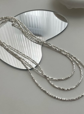 韩国S925银长款碎银子项链女多层叠戴锁骨链毛衣链高级感潮