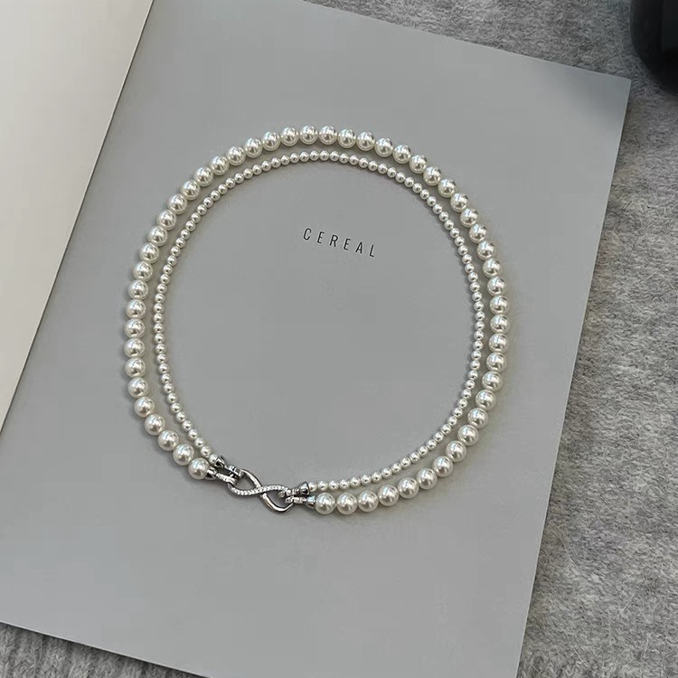 双层叠戴珍珠项链女款颈链气质高端毛衣链秋冬高级轻奢小众配饰