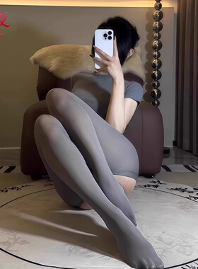 厚黑美学天鹅绒灰色春秋性感开裆黑丝光腿神器修身显瘦美腿连裤袜