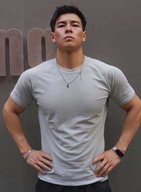 Light Weight新款质感坑条夏季短袖男冰丝凉感运动速干T恤透气