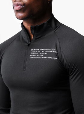 Light Weight运动卫衣跑步健身显型长袖双面德绒男修身加绒半拉链