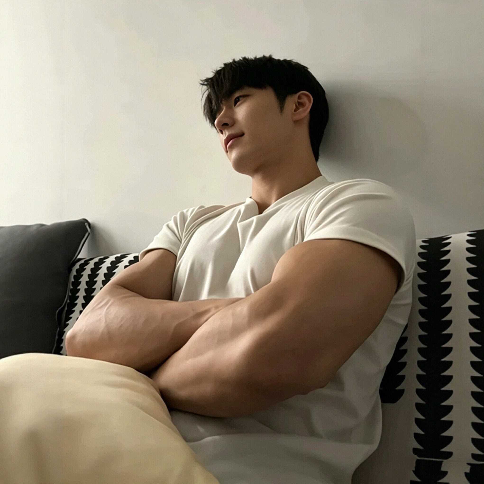 thumbnail for Light Weight men's cuffs short sleeves summer American small neckline heavy T-shirt shoulder pads show muscle fitness