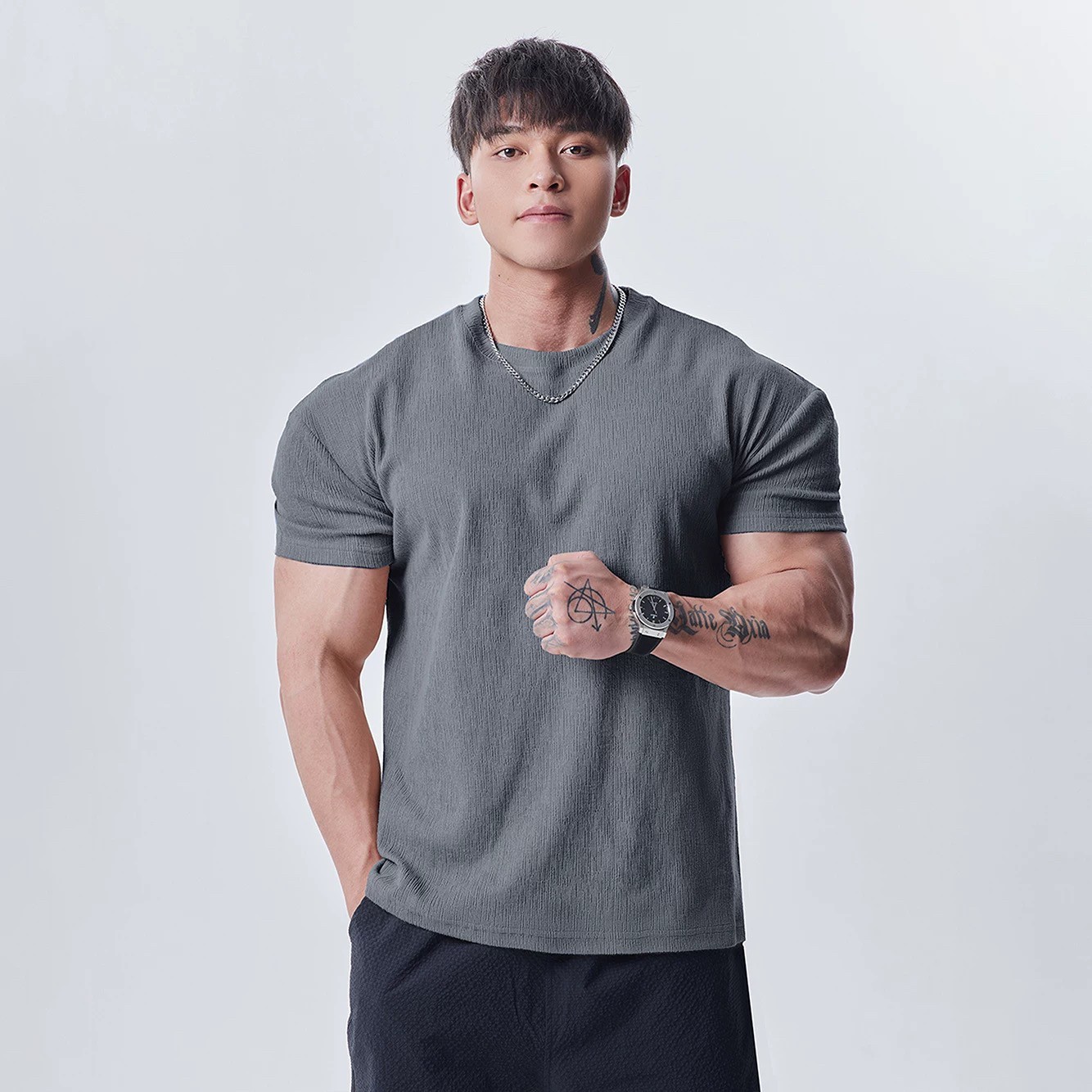 Light Weight肌理收袖口显大280g凉感短袖T恤男运动休闲健身训练