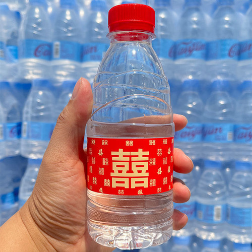 婚礼用矿泉水结婚喜水350ml*12瓶婚宴酒席定制摆台饮料水瓶摆件