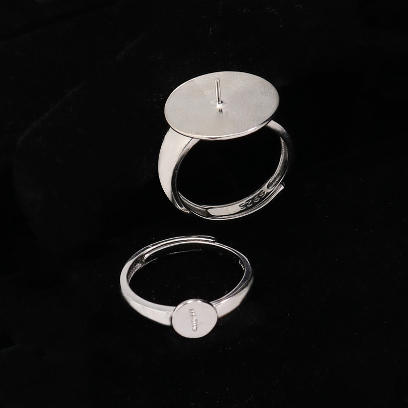 男女款S925纯银DIY镶嵌戒指空托
