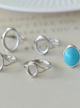 S925纯银戒指空托男女6.5*8.57.5*9.5*115*13.5*15.5DIY宝石镶嵌