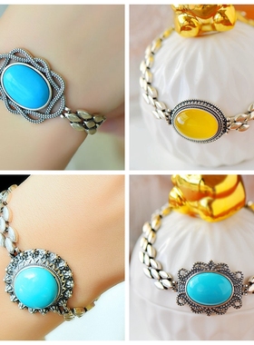 男女款S925纯银DIY镶嵌手链空托