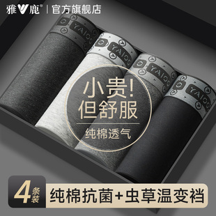 内裤 2025新款 全棉纯棉透气抗菌四角短裤 衩男生男款 平角裤 雅鹿男士