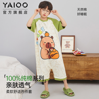 雅鹿儿童连体睡衣夏季薄款纯棉