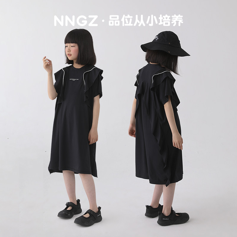 NNGZ女童亲肤柔软运动连衣裙夏季洋气宽松儿童t恤裙中大童裙子