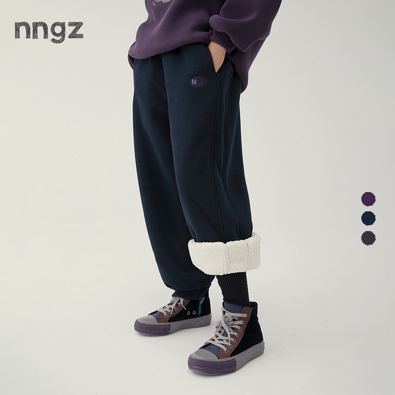 NNGZ女童冬季加绒运动裤保暖卫裤加厚儿童束脚裤子童装休闲萝卜裤