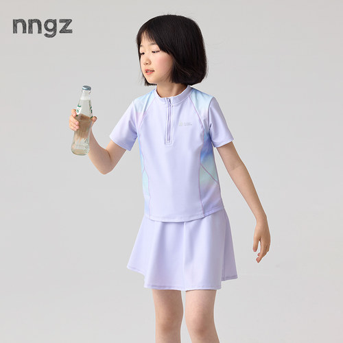 NNGZ2026夏季新款女童分体泳衣裙套装亲肤透气高弹儿童度假游泳衣