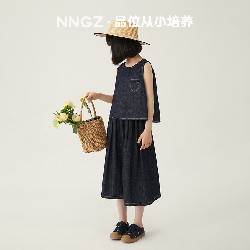 NNGZ夏季女童牛仔套装洋气时髦儿童背心裙裤宽松休闲童装两件套
