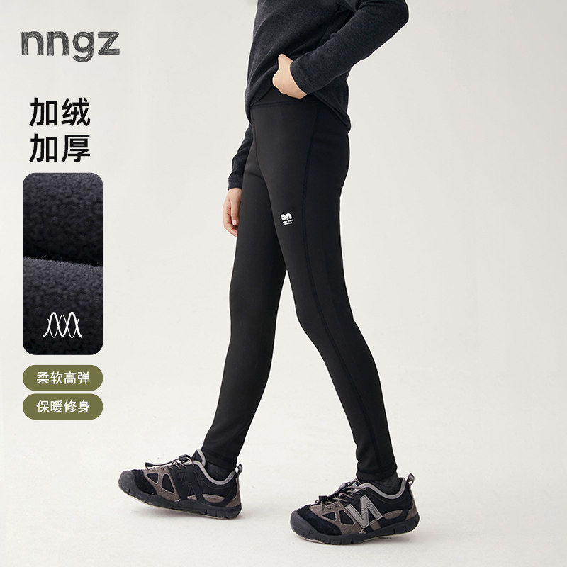 NNGZ山系户外女童加绒加厚保暖打底裤冬季防风蓄热儿童紧身瑜伽裤