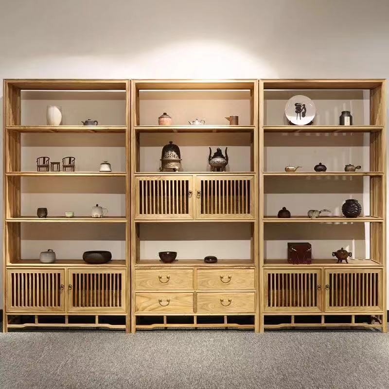 新中式书柜老榆木珠宝储物架隔断