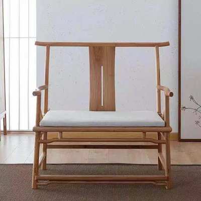 新中式老榆木免漆圈椅禅椅主人椅实木茶椅打坐椅纯实木围椅