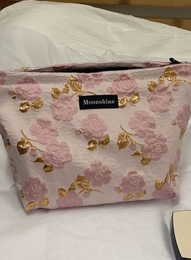 化妆包外出便携女大容量紫色花高端小清新收纳袋洗漱包气质收纳包