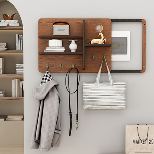 电表箱遮挡置物架实木中古风总开关配电闸箱改造装饰画挂画挂衣钩