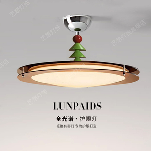 中古风复古卧室灯新款吸顶灯法式双层高级感餐厅灯茶色圆形书房灯