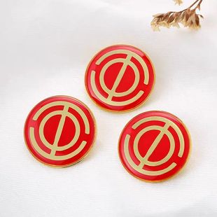 全国总工会会徽水晶滴塑金属磁扣徽章定制圆形2.5cm胸章公司logo