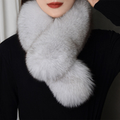 狐狸毛围巾女冬季 加厚双面百搭简约气质护颈皮草毛领子獭兔毛围脖