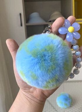 小地球獭兔毛蓝色礼物书包挂件