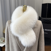 狐狸毛围巾女冬季 简约百搭护颈獭兔毛领皮草围脖 加厚保暖双面韩版